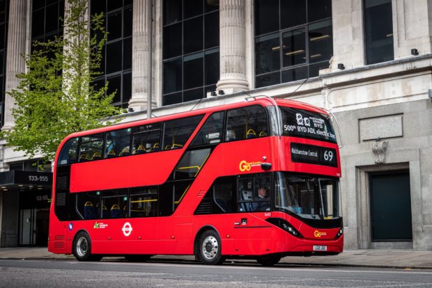 BYD electric bus in London, England